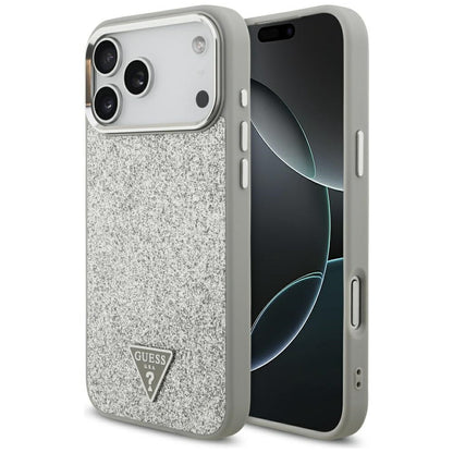 MagSafe-deksel for Apple iPhone 17 Pro Max, Guess, Glitter Triangle Logo, Sølv