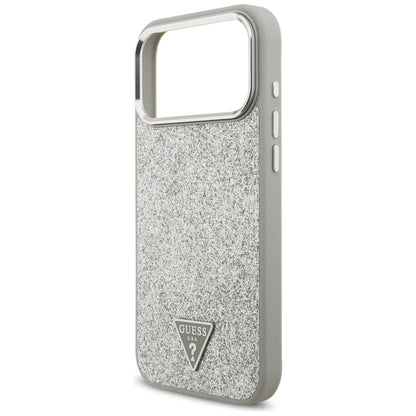 MagSafe-deksel for Apple iPhone 17 Pro Max, Guess, Glitter Triangle Logo, Sølv