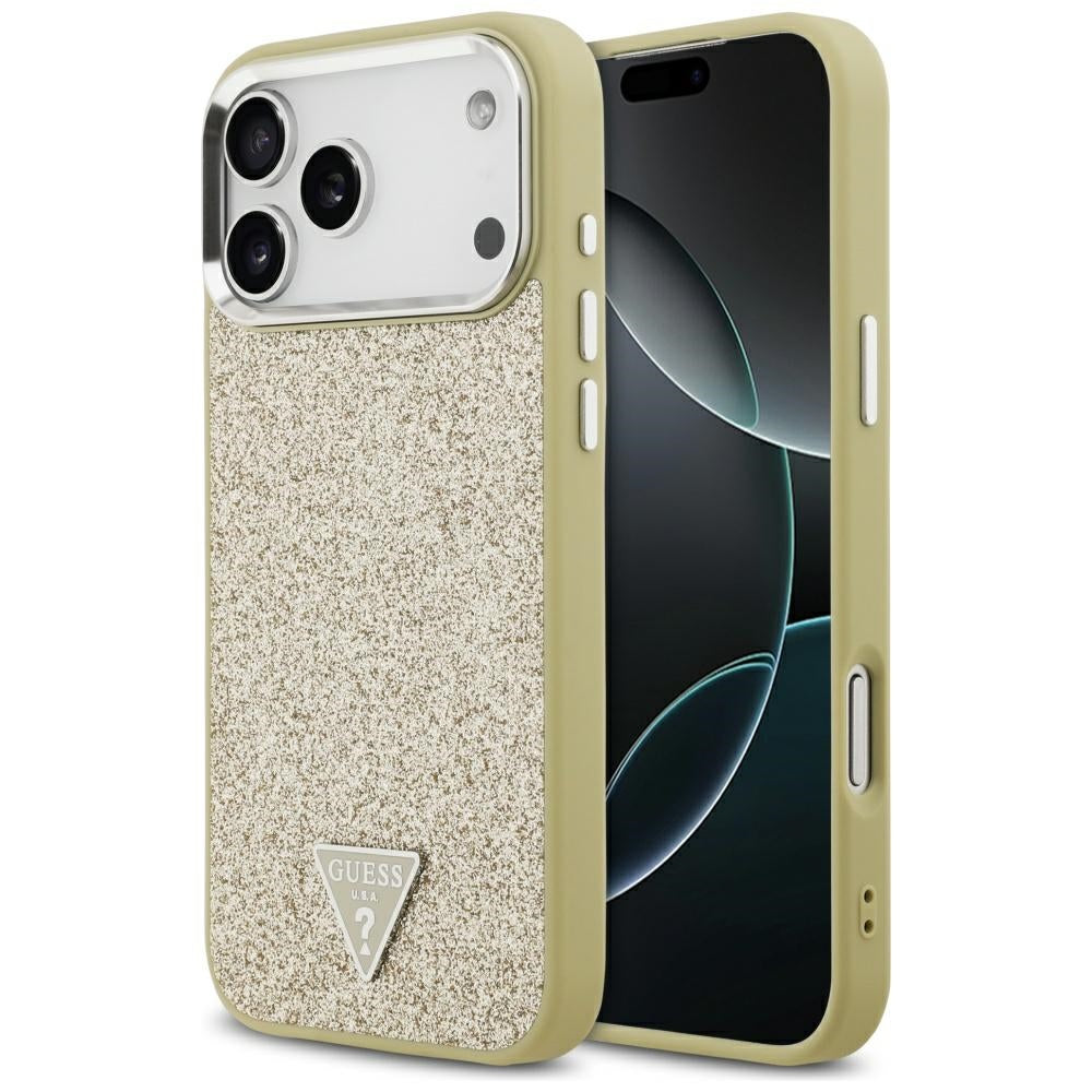 MagSafe-deksel for Apple iPhone 17 Pro Max, Guess, Glitter Triangle Logo, Gull