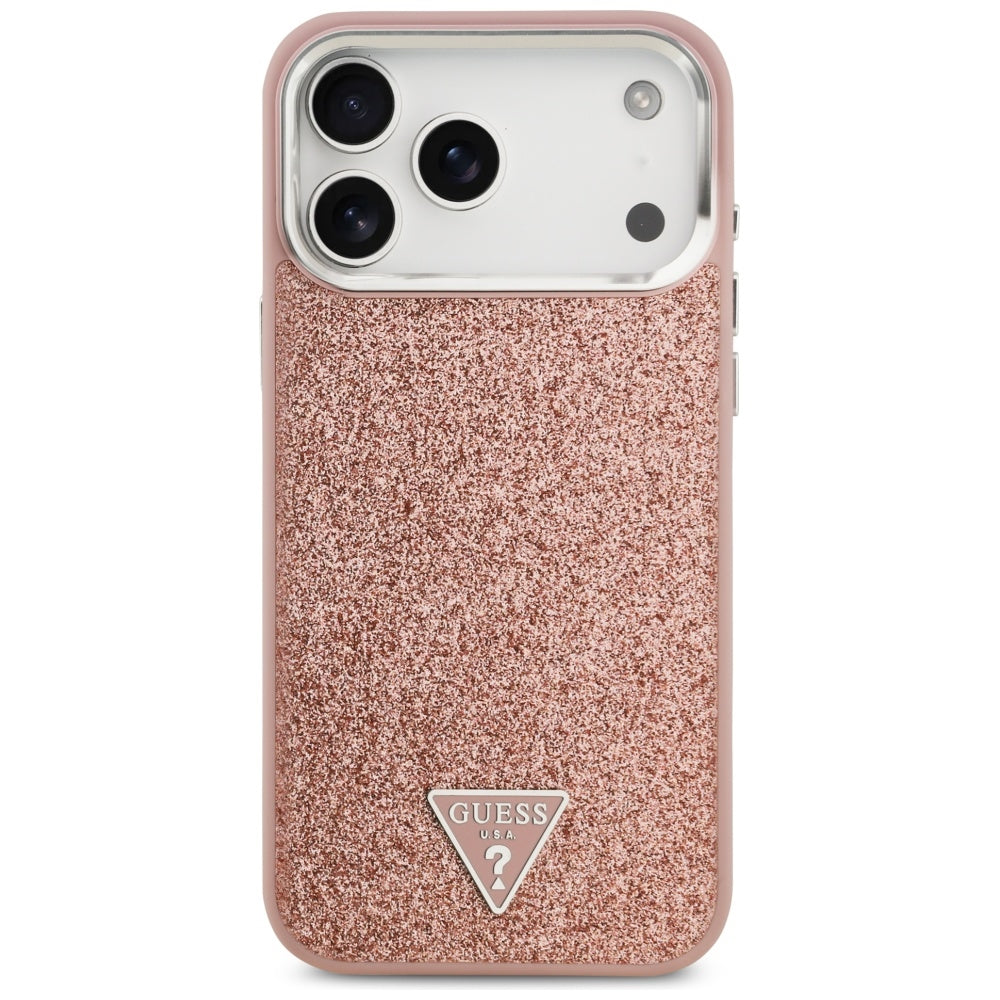 MagSafe-deksel for Apple iPhone 17 Pro Max, Guess, Glitter Triangle Logo, Rosa
