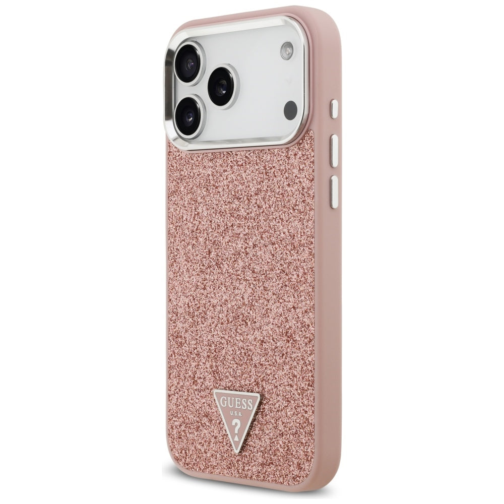 MagSafe-deksel for Apple iPhone 17 Pro Max, Guess, Glitter Triangle Logo, Rosa