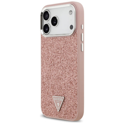 MagSafe-deksel for Apple iPhone 17 Pro Max, Guess, Glitter Triangle Logo, Rosa