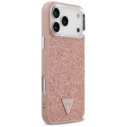 MagSafe-deksel for Apple iPhone 17 Pro Max, Guess, Glitter Triangle Logo, Rosa