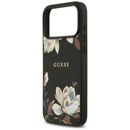 MagSafe-deksel for Apple iPhone 17 Pro Max, Guess, Grained Flowers, Svart