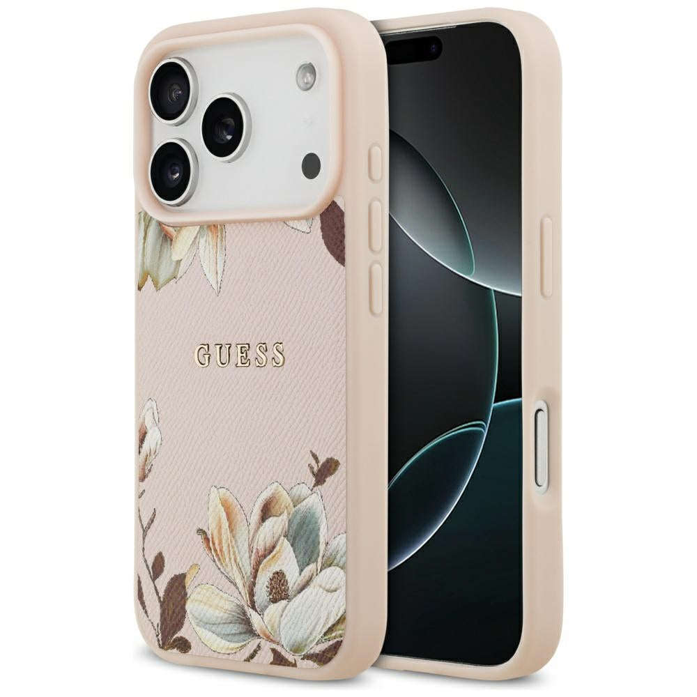 MagSafe-deksel for Apple iPhone 17 Pro Max, Guess, Grained Flowers, Rosa