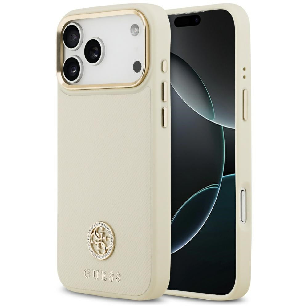 MagSafe-deksel for Apple iPhone 17 Pro Max, Guess, Grained Strass Logo, Beige