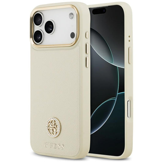 MagSafe-deksel for Apple iPhone 17 Pro Max, Guess, Grained Strass Logo, Beige