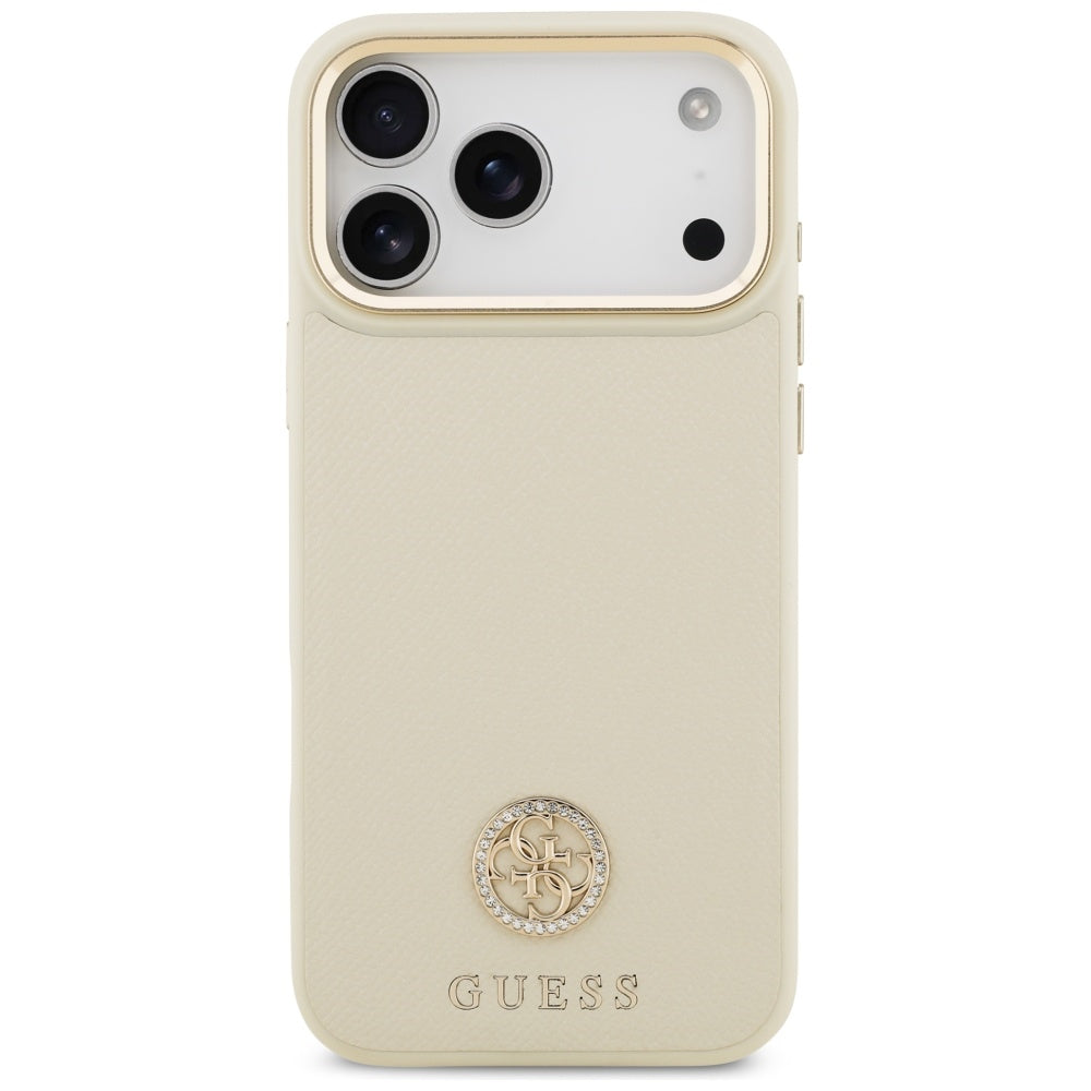 MagSafe-deksel for Apple iPhone 17 Pro Max, Guess, Grained Strass Logo, Beige