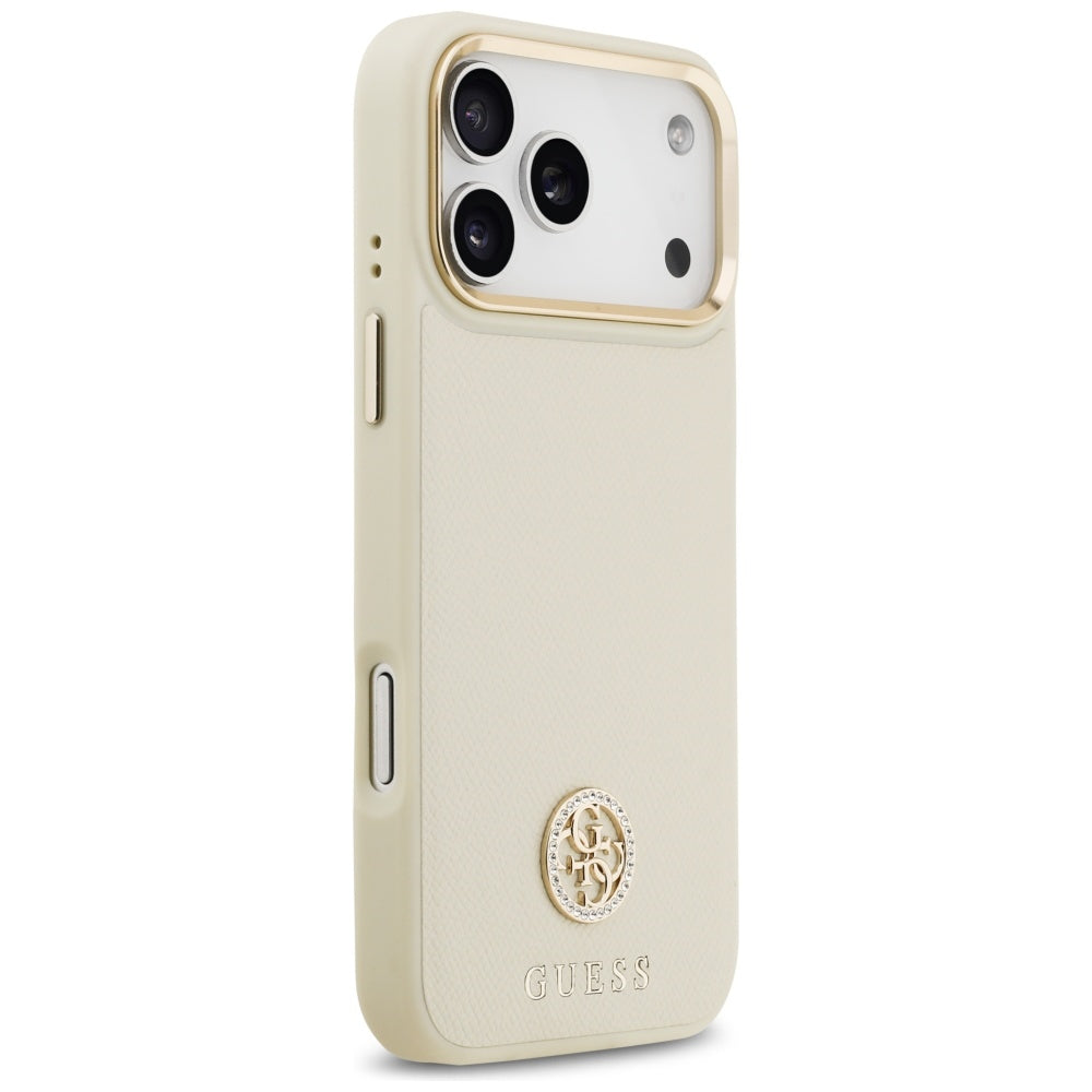 MagSafe-deksel for Apple iPhone 17 Pro Max, Guess, Grained Strass Logo, Beige