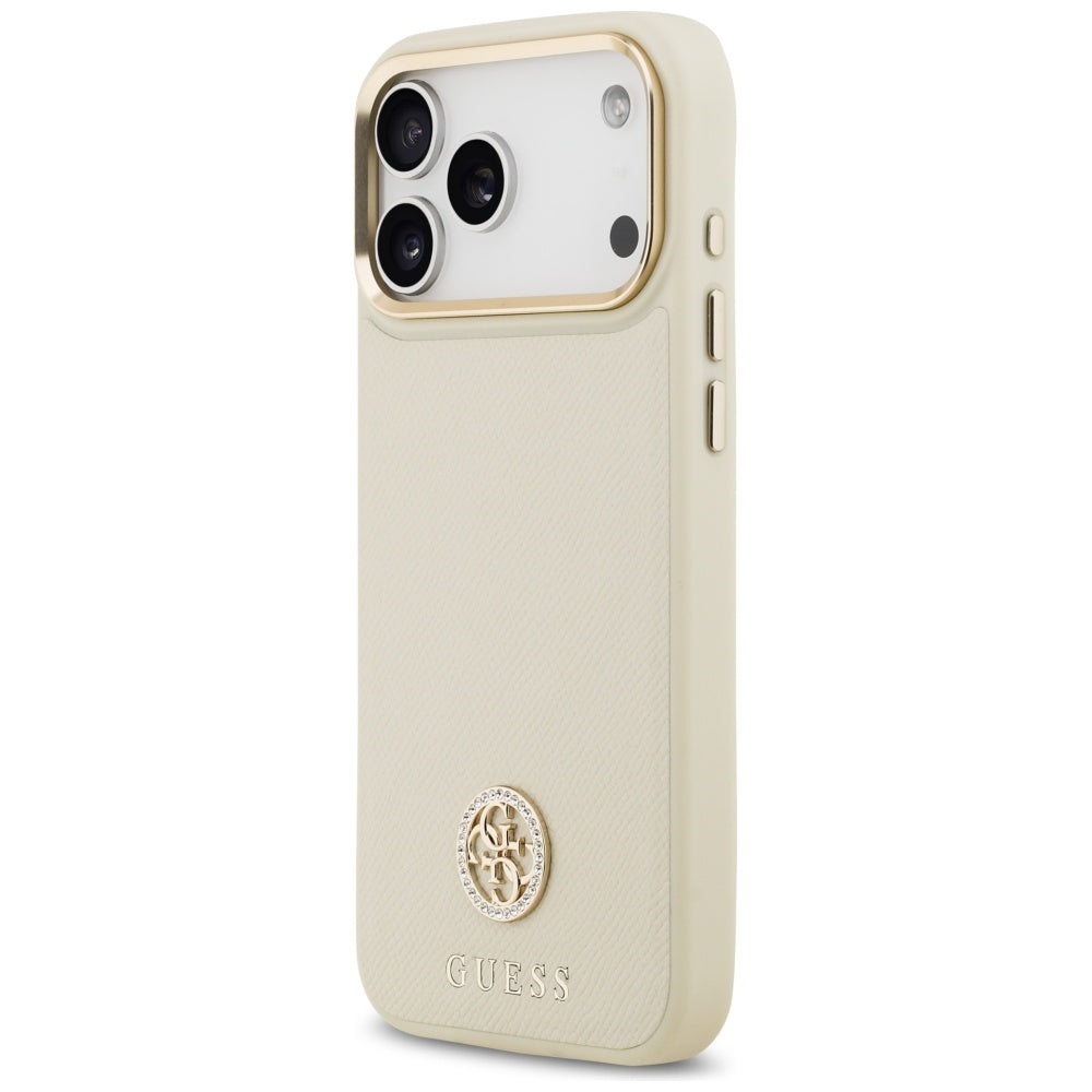 MagSafe-deksel for Apple iPhone 17 Pro Max, Guess, Grained Strass Logo, Beige