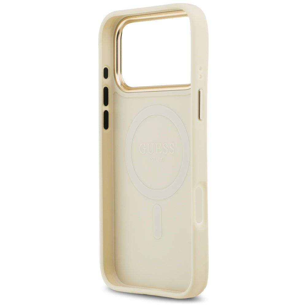 MagSafe-deksel for Apple iPhone 17 Pro Max, Guess, Grained Strass Logo, Beige