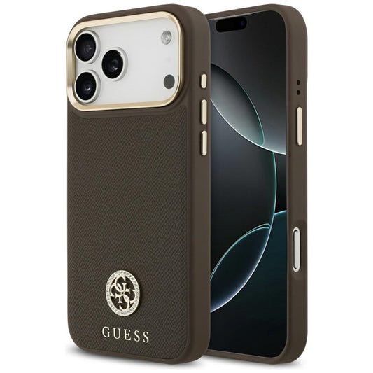 MagSafe-deksel for Apple iPhone 17 Pro Max, Guess, Grained Strass Logo, Brun