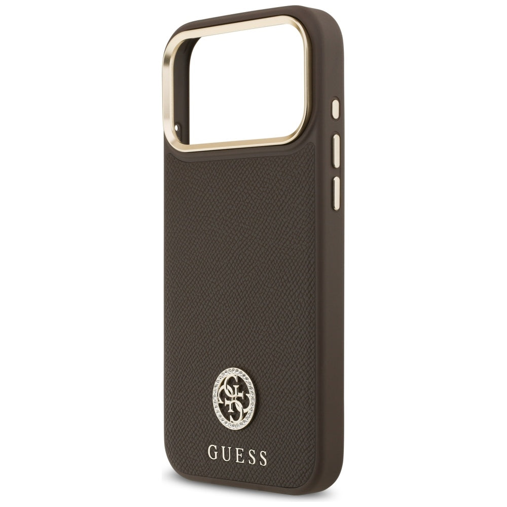 MagSafe-deksel for Apple iPhone 17 Pro Max, Guess, Grained Strass Logo, Brun