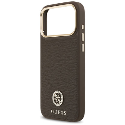MagSafe-deksel for Apple iPhone 17 Pro Max, Guess, Grained Strass Logo, Brun