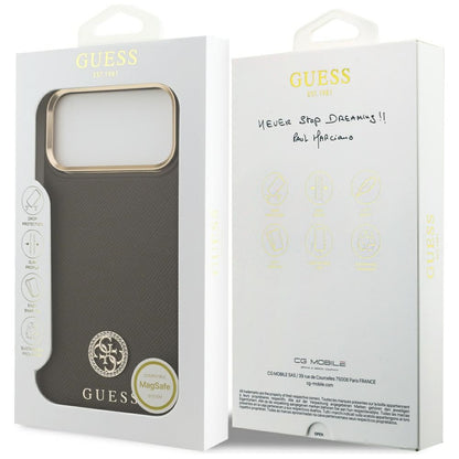 MagSafe-deksel for Apple iPhone 17 Pro Max, Guess, Grained Strass Logo, Brun