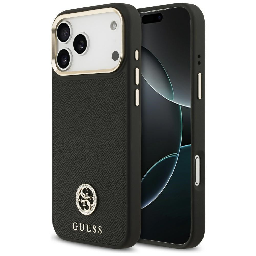 MagSafe-deksel for Apple iPhone 17 Pro Max, Guess, Grained Strass Logo, Svart