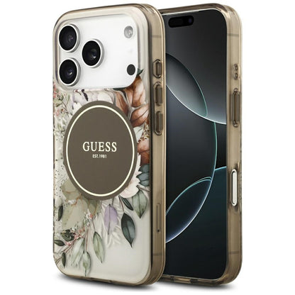 MagSafe-deksel for Apple iPhone 17 Pro Max, Guess, IML Flower & Tonal Circle, Brun