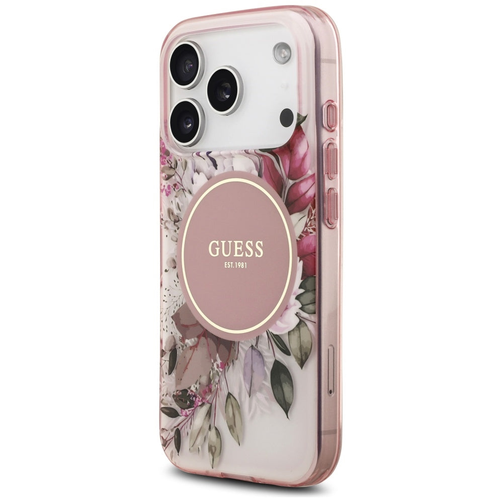 MagSafe-deksel for Apple iPhone 17 Pro Max, Guess, IML Flower & Tonal Circle, Rosa