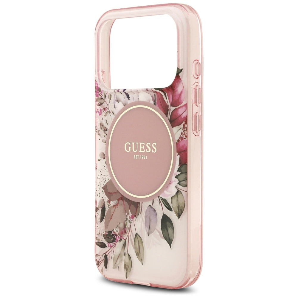 MagSafe-deksel for Apple iPhone 17 Pro Max, Guess, IML Flower & Tonal Circle, Rosa