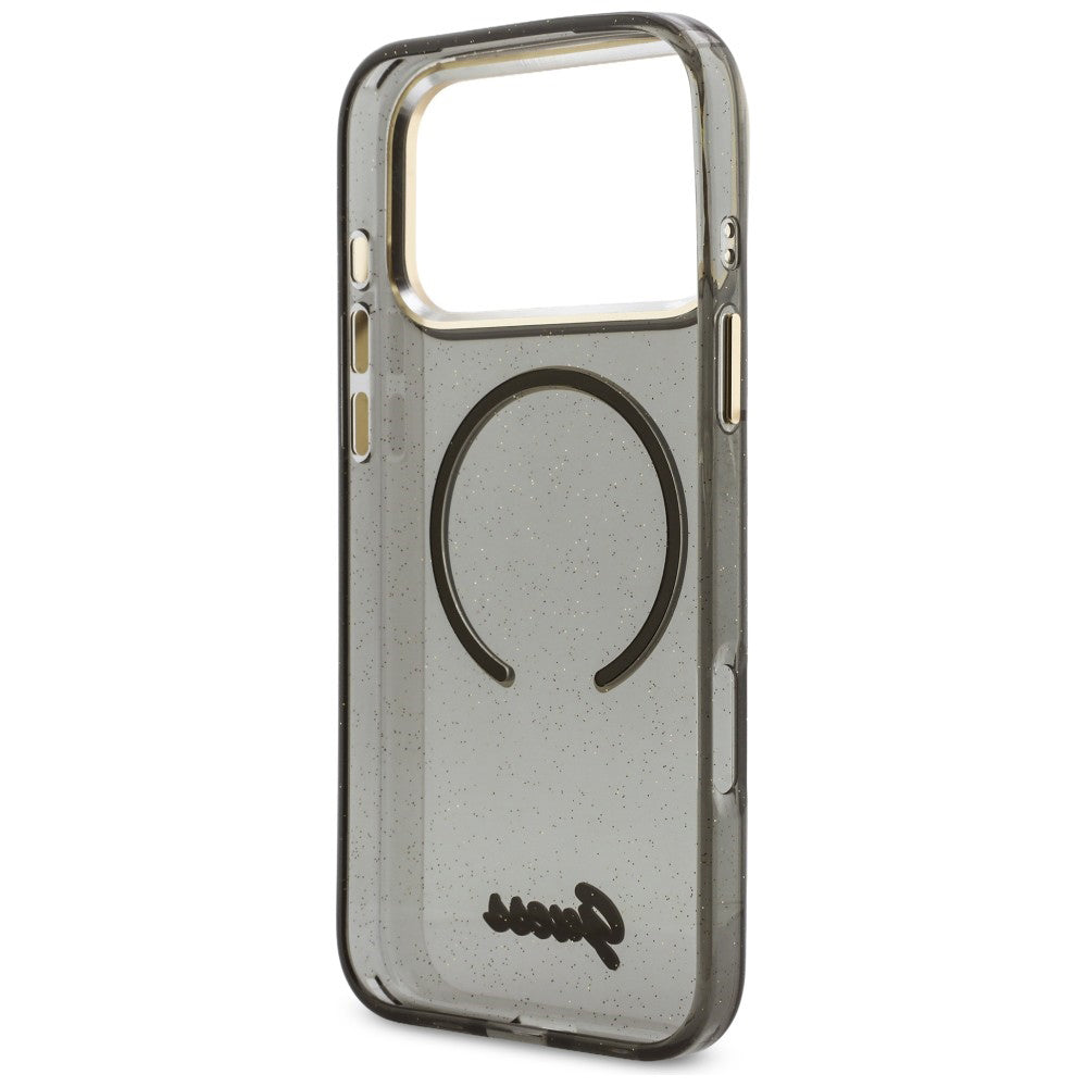 MagSafe-deksel for Apple iPhone 17 Pro Max, Guess, IML Glitter Script Strap, Svart