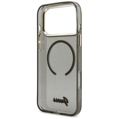 MagSafe-deksel for Apple iPhone 17 Pro Max, Guess, IML Glitter Script Strap, Svart