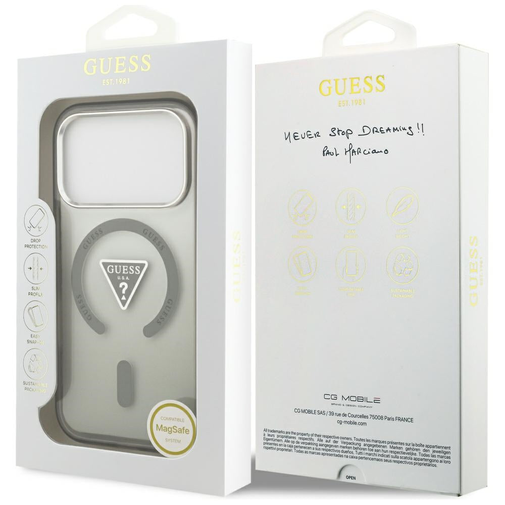MagSafe-deksel for Apple iPhone 17 Pro Max, Guess, IML Gradient Triangle Logo, Kaki