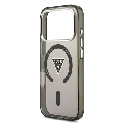 MagSafe-deksel for Apple iPhone 17 Pro Max, Guess, IML Gradient Triangle Logo, Svart Sølv