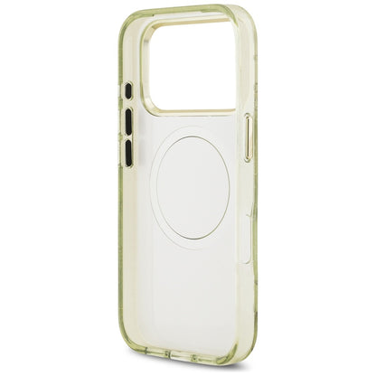 MagSafe-deksel for Apple iPhone 17 Pro Max, Guess, IML Metal Glitter Flowers Triangle, Grønn