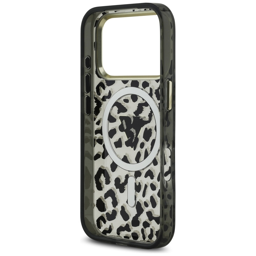 MagSafe-deksel for Apple iPhone 17 Pro Max, Guess, Leopard Glitter, Svart