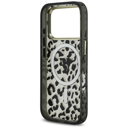MagSafe-deksel for Apple iPhone 17 Pro Max, Guess, Leopard Glitter, Svart