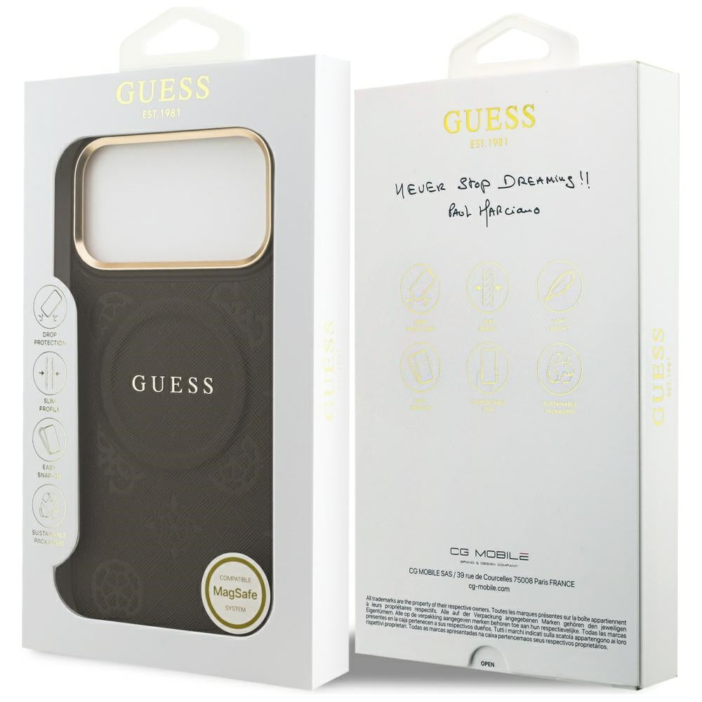 MagSafe-deksel for Apple iPhone 17 Pro Max, Guess, Peony Hot Stamp, Brun