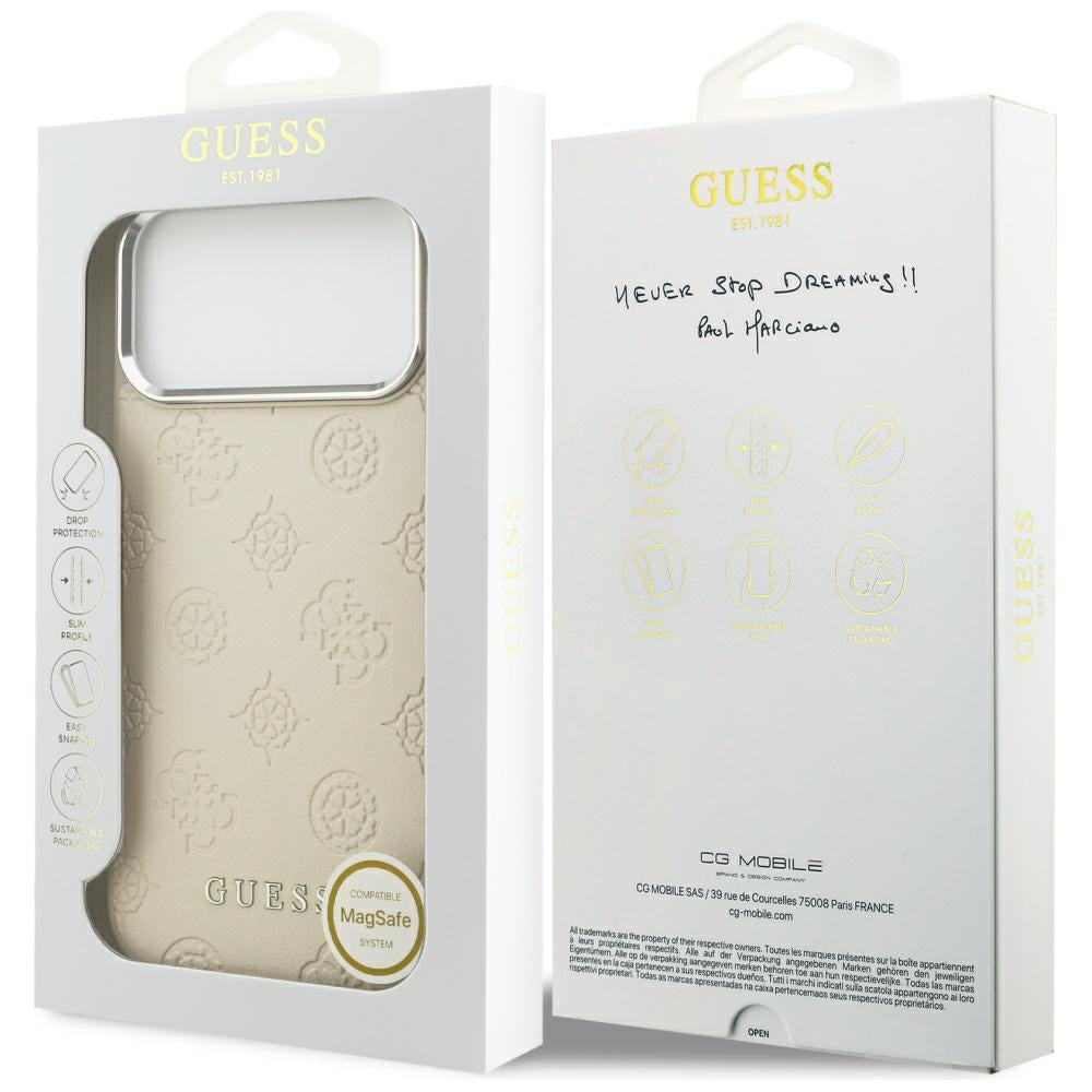 MagSafe-deksel for Apple iPhone 17 Pro Max, Guess, Peony Hot Stamp Script, Beige