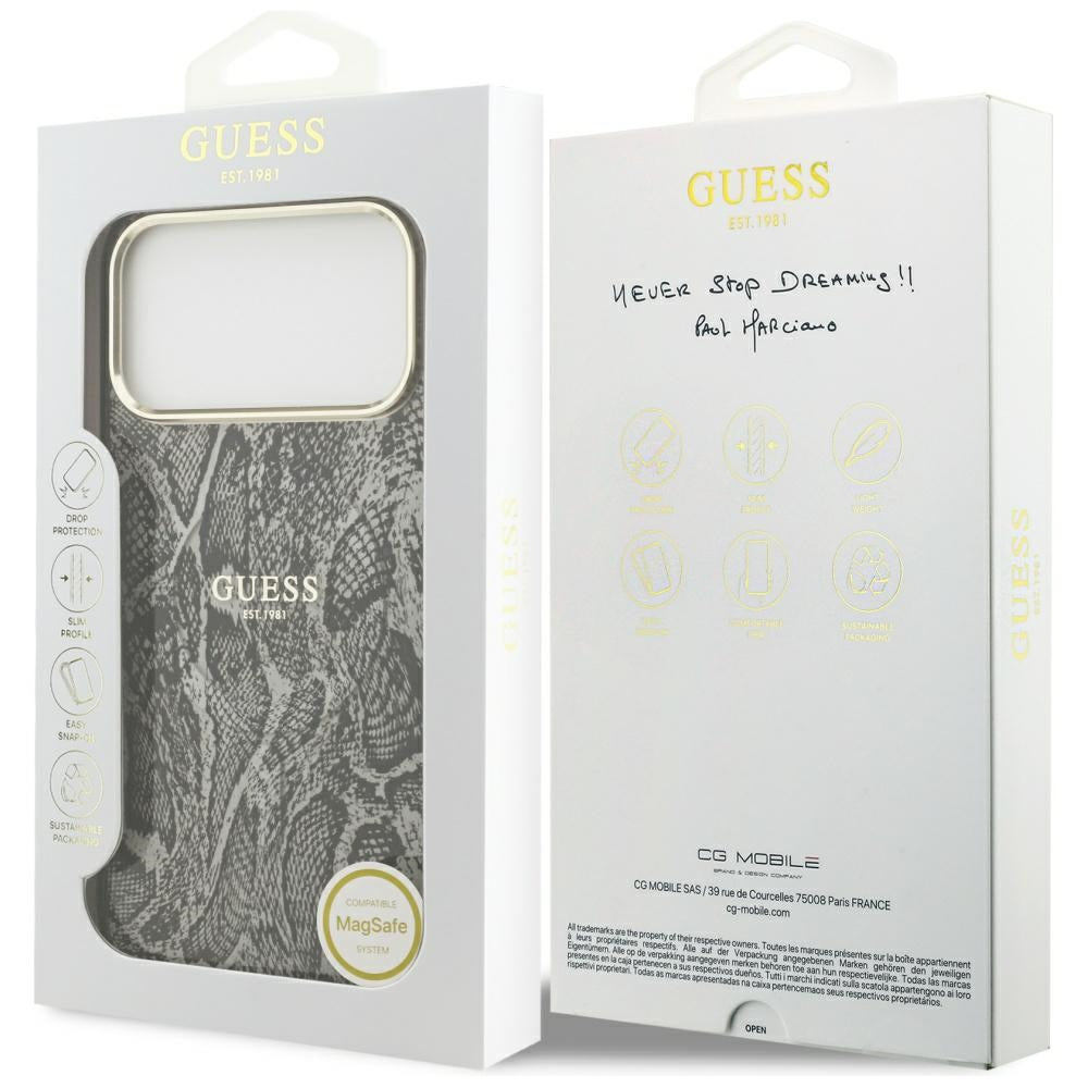 MagSafe-deksel for Apple iPhone 17 Pro Max, Guess, Python-mønster, Svart