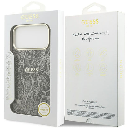 MagSafe-deksel for Apple iPhone 17 Pro Max, Guess, Python-mønster, Svart