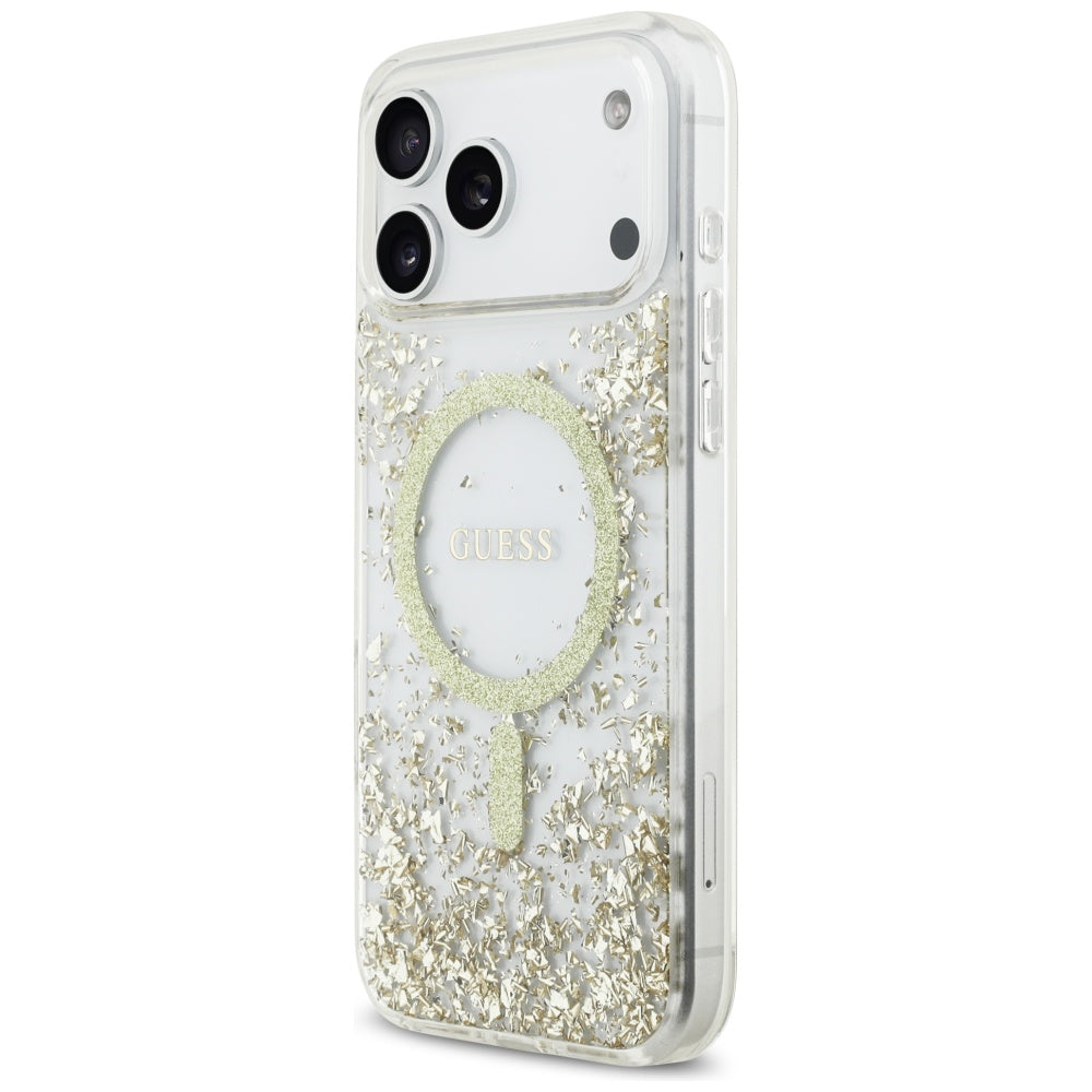 MagSafe-deksel for Apple iPhone 17 Pro Max, Guess, Resin Bottom Glitter, Gull
