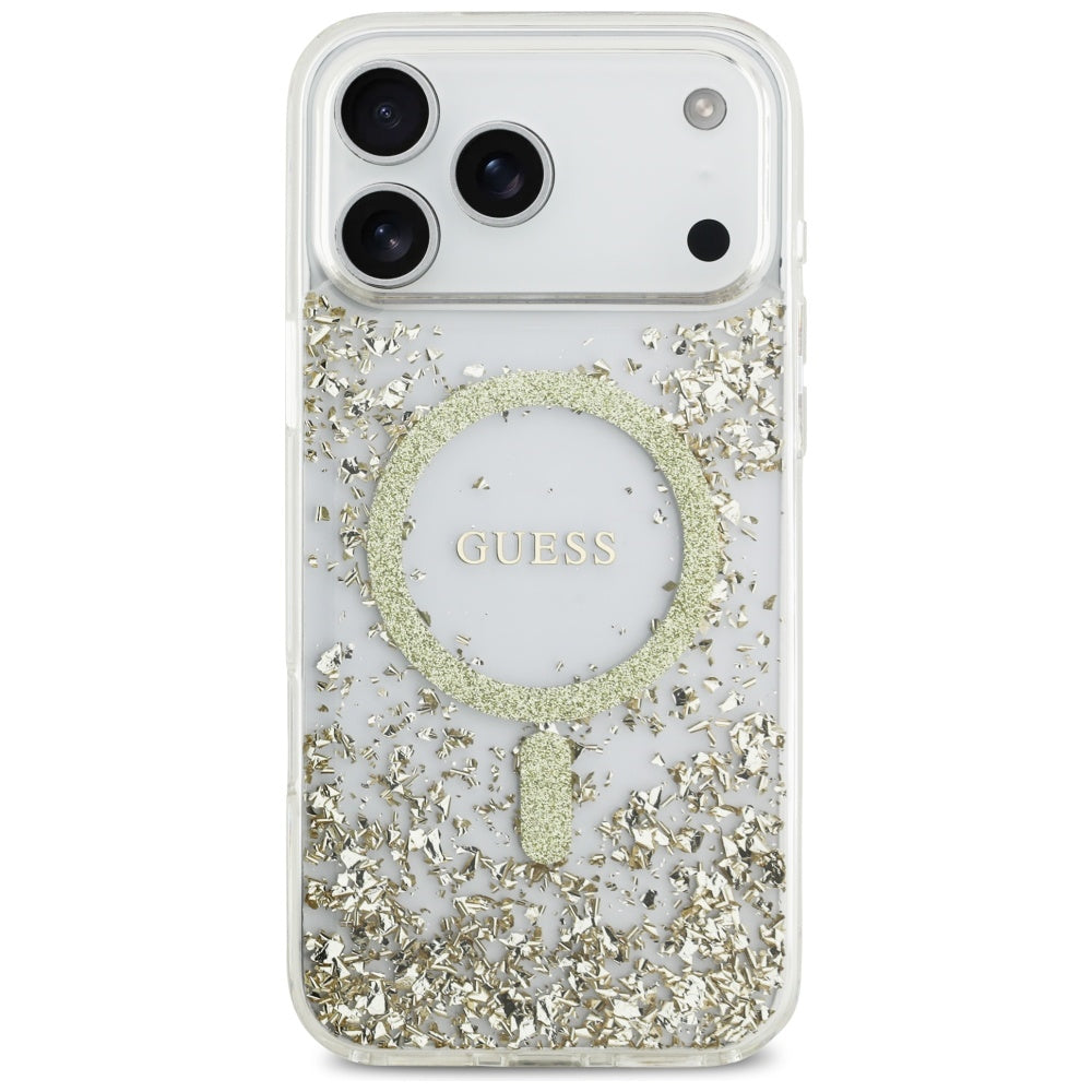 MagSafe-deksel for Apple iPhone 17 Pro Max, Guess, Resin Bottom Glitter, Gull