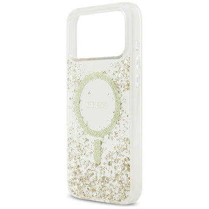 MagSafe-deksel for Apple iPhone 17 Pro Max, Guess, Resin Bottom Glitter, Gull