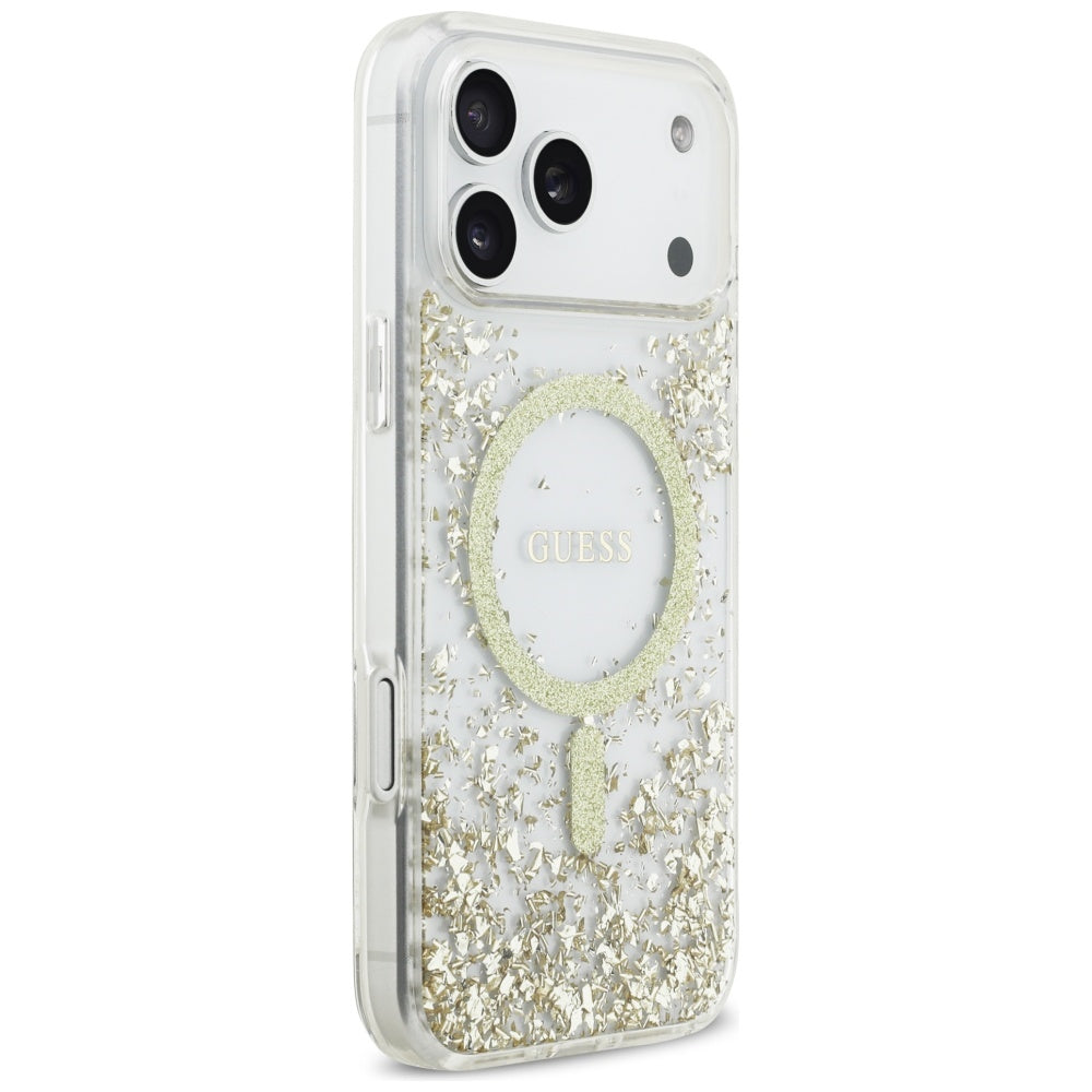 MagSafe-deksel for Apple iPhone 17 Pro Max, Guess, Resin Bottom Glitter, Gull