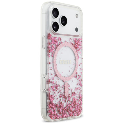 MagSafe-deksel for Apple iPhone 17 Pro Max, Guess, Resin Bottom Glitter, Rosa