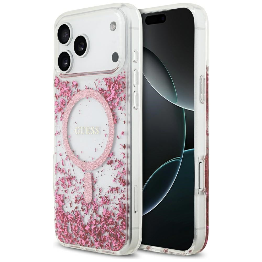 MagSafe-deksel for Apple iPhone 17 Pro Max, Guess, Resin Bottom Glitter, Rosa