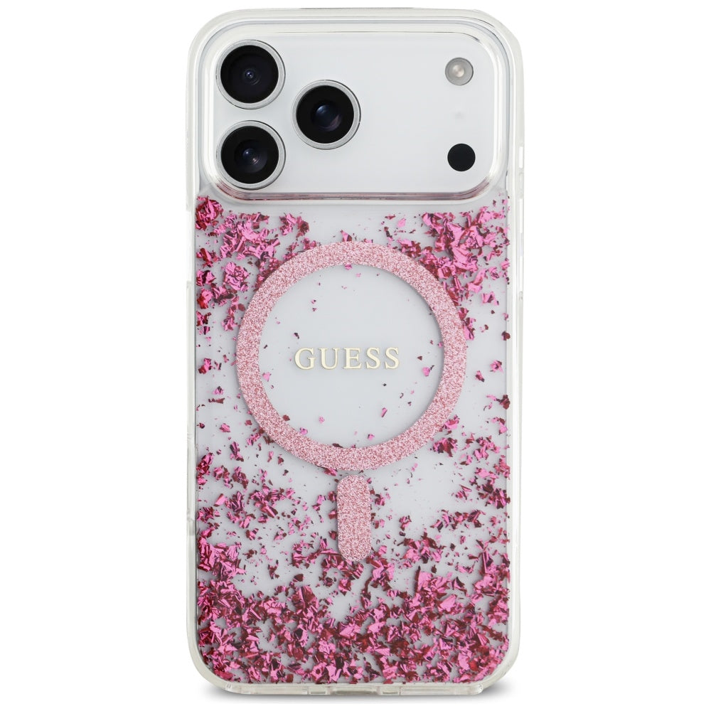 MagSafe-deksel for Apple iPhone 17 Pro Max, Guess, Resin Bottom Glitter, Rosa