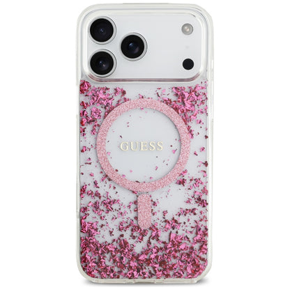 MagSafe-deksel for Apple iPhone 17 Pro Max, Guess, Resin Bottom Glitter, Rosa