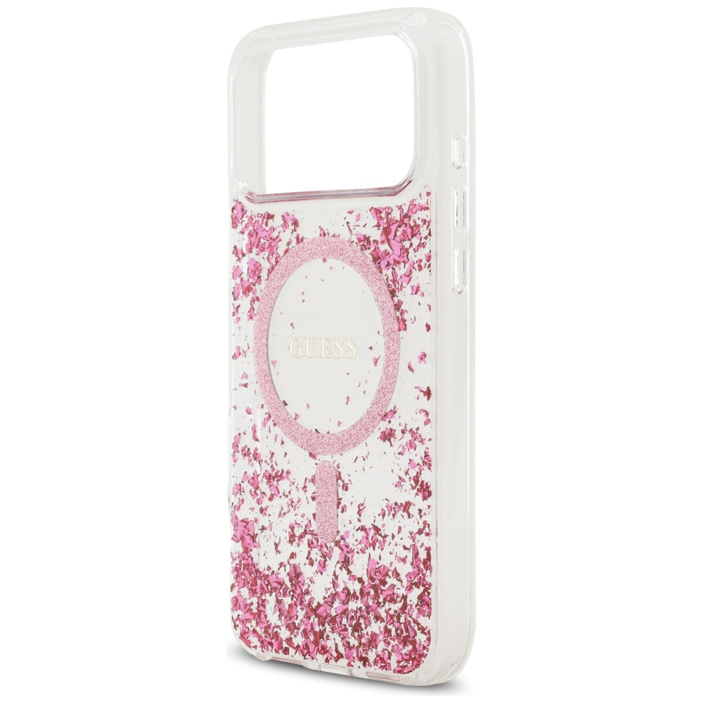 MagSafe-deksel for Apple iPhone 17 Pro Max, Guess, Resin Bottom Glitter, Rosa