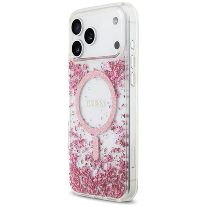 MagSafe-deksel for Apple iPhone 17 Pro Max, Guess, Resin Bottom Glitter, Rosa