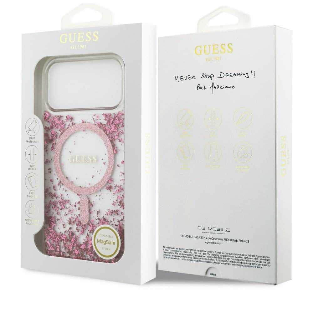 MagSafe-deksel for Apple iPhone 17 Pro Max, Guess, Resin Bottom Glitter, Rosa
