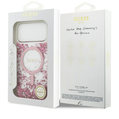 MagSafe-deksel for Apple iPhone 17 Pro Max, Guess, Resin Bottom Glitter, Rosa