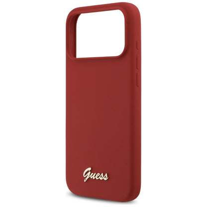 MagSafe-deksel for Apple iPhone 17 Pro Max, Guess, Script Metal Logo, Rød