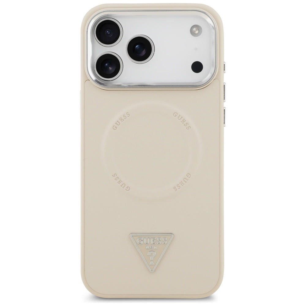 MagSafe-deksel for Apple iPhone 17 Pro Max, Guess, Triangle Logo, Beige Sølv
