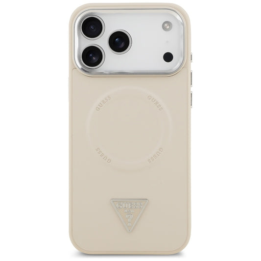 MagSafe-deksel for Apple iPhone 17 Pro Max, Guess, Triangle Logo, Beige Sølv