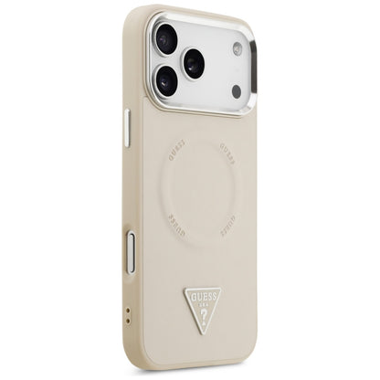 MagSafe-deksel for Apple iPhone 17 Pro Max, Guess, Triangle Logo, Beige Sølv